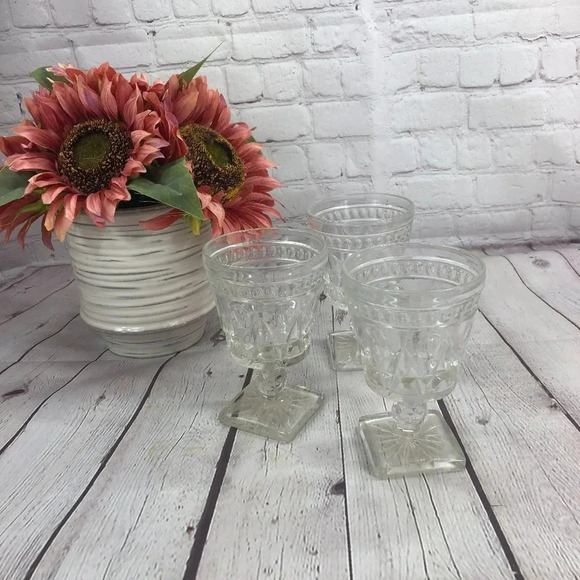 vintage set of 3 goblets pedestal stem - Picture 1 of 6